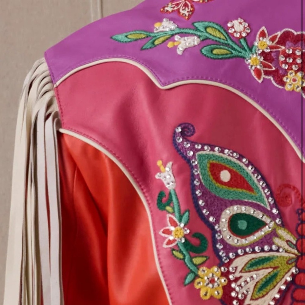 Double D. Ranch leather butterfly jacket Fringe Embroidery rhinestones RTL $1295 - Picture 11 of 12